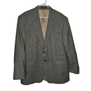 Lauren Ralph Lauren Wool Blazer Mens 46R Beige Black Houndstooth Sport Coat
